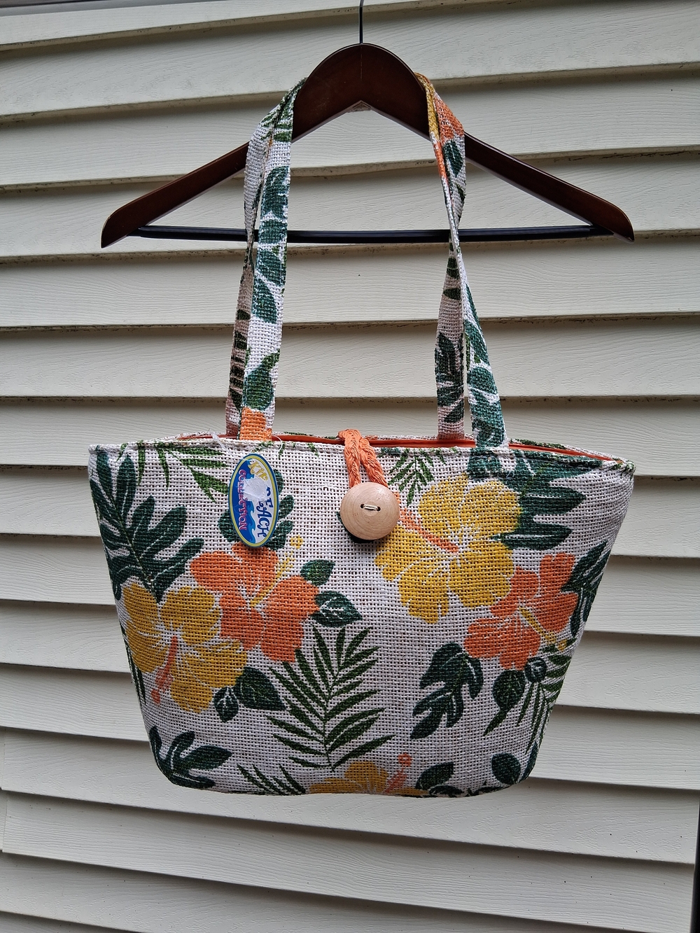 Kip Beach Collection Tropical Floral Canvas Tote Bag NWT